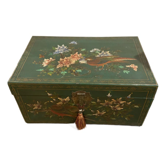 1970s Vintage Chinoiserie Painted Trunk For Sale