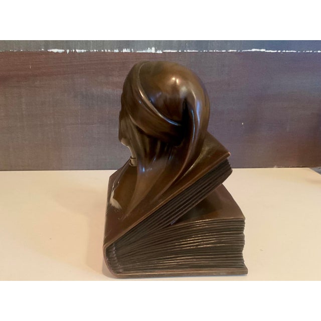 Bronze Dante Alighieri Bust on Book Sculpture For Sale - Image 4 of 10