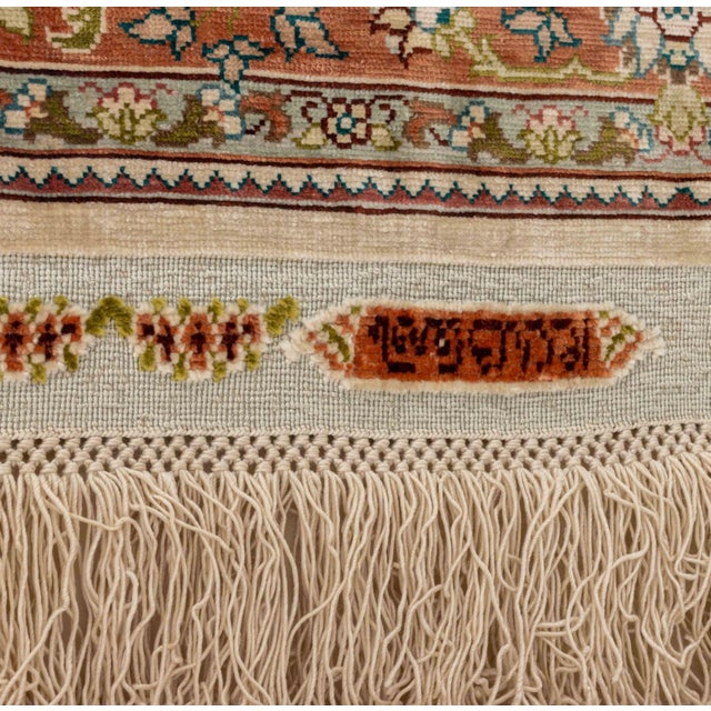 Textile Signed Persian Tabriz Silk Rug, 3' X 1' 7.5" For Sale - Image 7 of 9