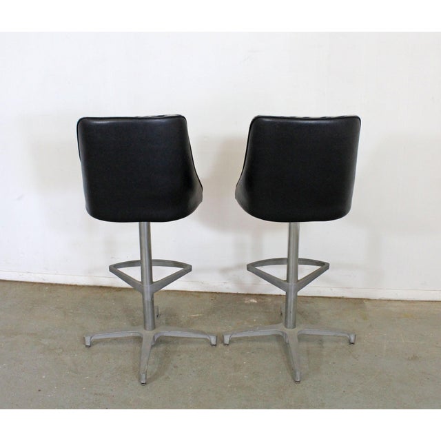 Mid Century Danish Modern Chromcraft Zebra Print Swivel Bar Stools a