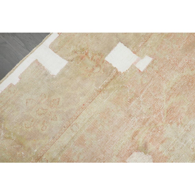 Antique Zabihi Collection Worn Soft Peach Oushak Rug For Sale - Image 10 of 11