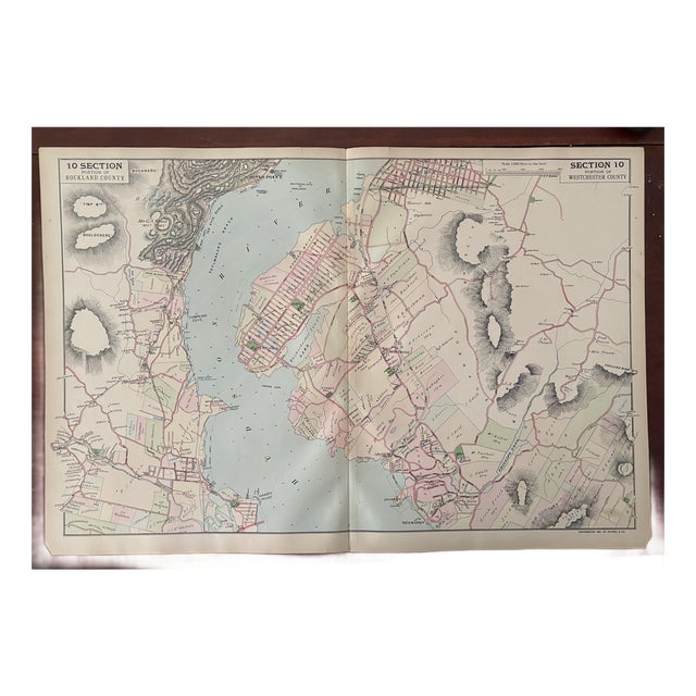 Antique Cartography Map of Section 10 of Rockland and Westchester Counties, New York - Published by Watson and Company, 1891 For Sale