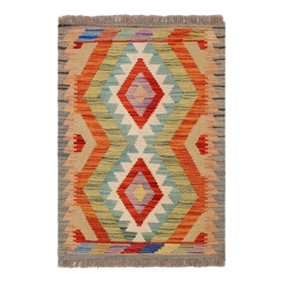 Retro Kilim Gray Rust Hand-Woven Wool Rug For Sale