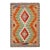 Retro Kilim Gray Rust Hand-Woven Wool Rug For Sale