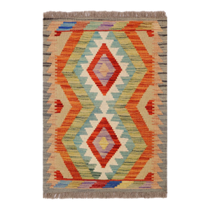 Retro Kilim Gray Rust Hand-Woven Wool Rug