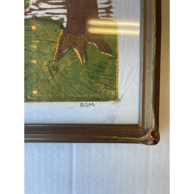 Signed Limited Edition “ Ella Hills” Color Woodblock Print by Egm, 4/10, 1980s Framed Landscape Art. For Sale In Seattle - Image 6 of 9