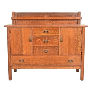 L. & J. G. Stickley Antique Mission Oak Arts & Crafts Sideboard or Bar Cabinet, Circa 1910 For Sale