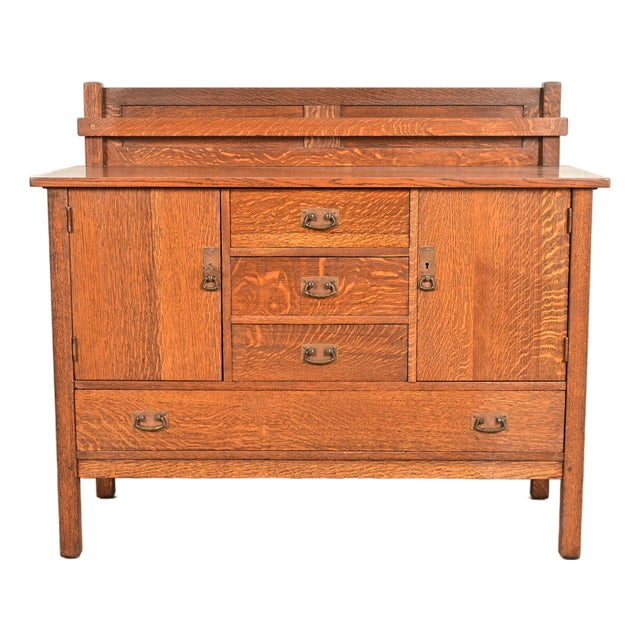 L. & J. G. Stickley Antique Mission Oak Arts & Crafts Sideboard or Bar Cabinet, Circa 1910 For Sale