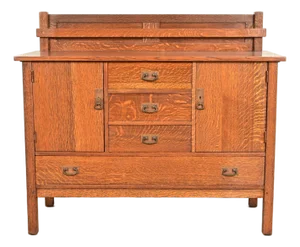L. & J. G. Stickley Antique Mission Oak Arts & Crafts Sideboard or Bar Cabinet, Circa 1910