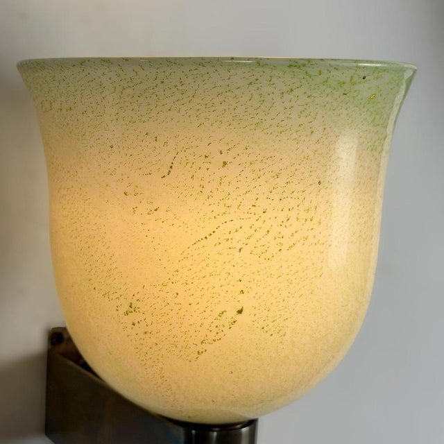 Green and Gilt Murano Glass Sconces by Tomaso Buzzi for Venini, 1940s, Set of 2 For Sale - Image 13 of 18