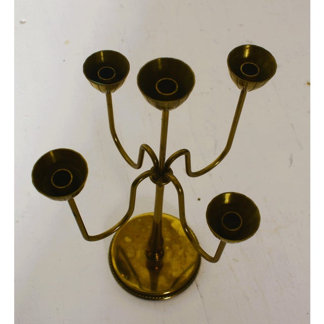 Gold Brass Candelabra by Gunnar Ander for Ystad Metall, 1970 For Sale - Image 8 of 13