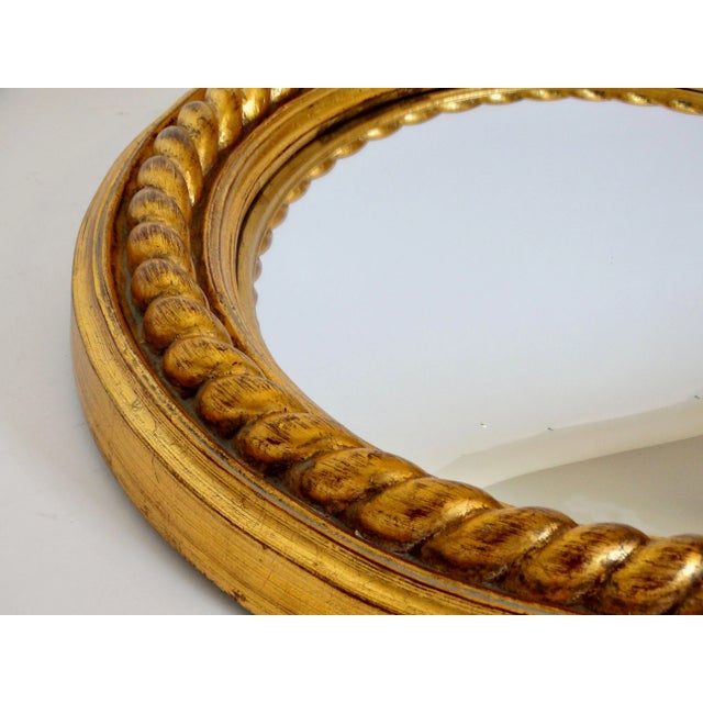 Large Giltwood Convex Mirror Twisted Rope Design 18.25" For Sale - Image 6 of 12
