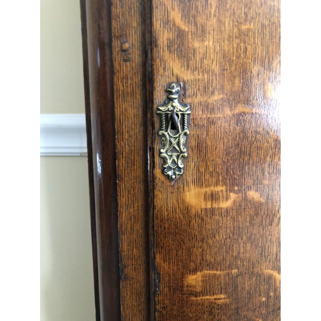English Antique English Oak Tall Case Grandfather Clock For Sale - Image 3 of 11