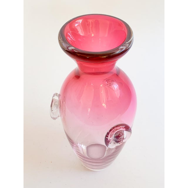 1960s 1960s Chalet Glass Rubina Vase With Sergio Pagnin Faces For Sale - Image 5 of 11