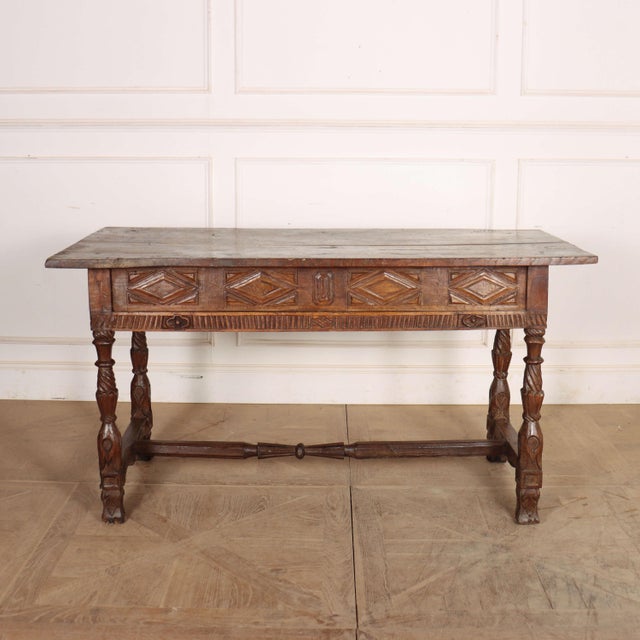 Portuguese Desk in Carved Chestnut For Sale - Image 13 of 18