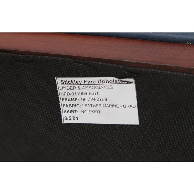 Stickley Cherry Blue Leather Club Chair For Sale - Image 16 of 16