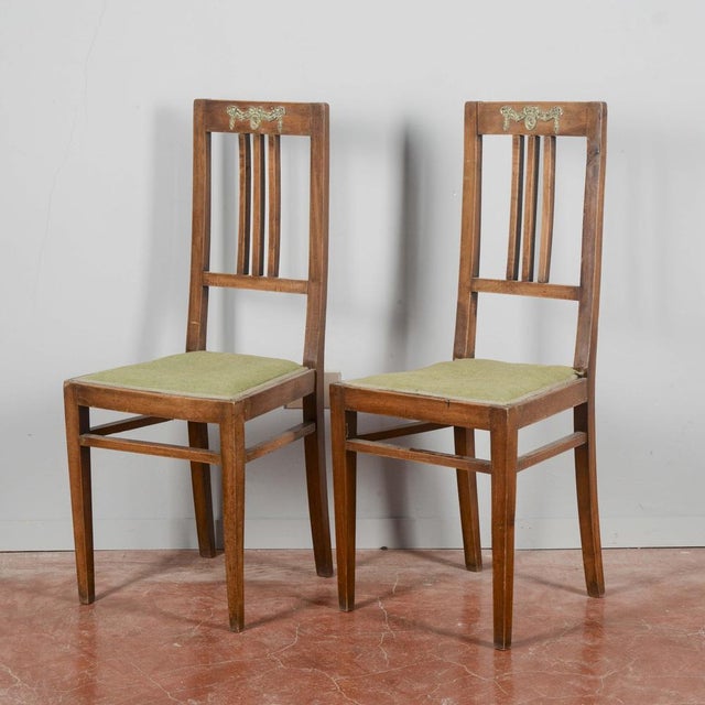 Pair of liberty chairs with golden metal plaque measures 41.5 x 43 x h 98.5 x h sed 45 category liberty style chairs...