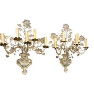 1930’s French Bagues Silver Leaff Bouquet Design Sconces 5 Lights For Sale
