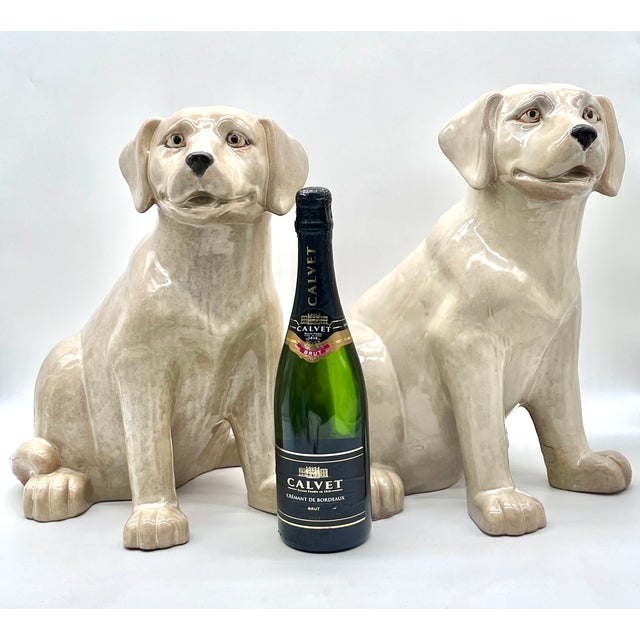 Large Italian Ceramic Dogs attributed to Ronzan, 1970s, Set of 2 For Sale - Image 4 of 18