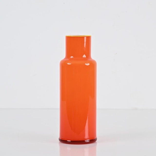 Mid-Century Cased Vase in Orange Murano Glass, Italy, 1970s For Sale - Image 6 of 14