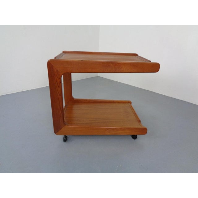 Rollable tea car or serving car in teak from the 1960s.