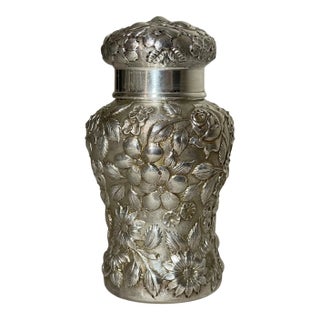 Share Antique 1900's Hennegan Bates Repousse Sterling Silver Muffineer Sugar Dredger For Sale