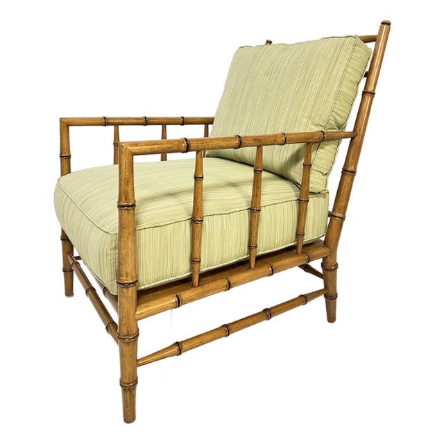 Martha Stewart for Bernhardt French Chippendale Style Faux Bamboo Lounge Chair For Sale