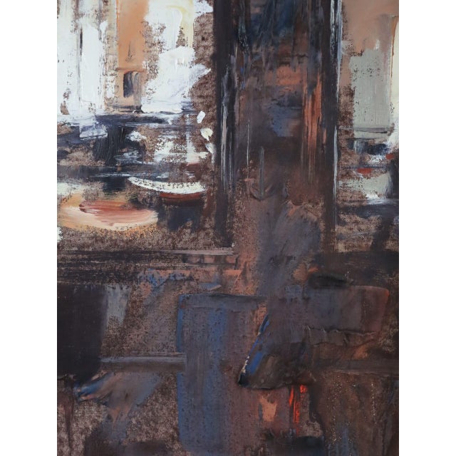 1990 Modernist 'Light Through the Arches' Vintage Original Interior Oil Painting, Framed For Sale - Image 9 of 11