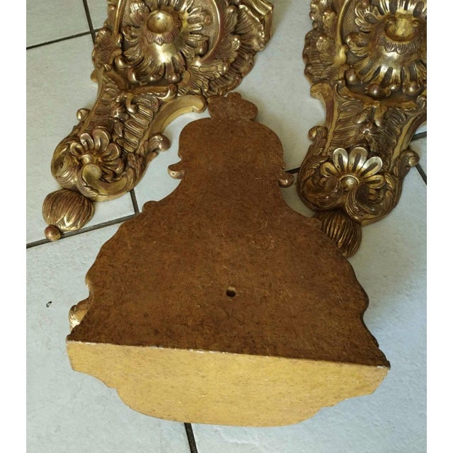 Regency Wall Consoles in Gilded Carved Wood, 1970s, Set of 4 For Sale - Image 9 of 10