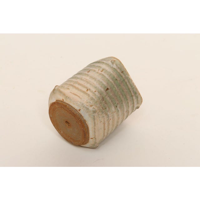 Small Vintage Green and Beige Speckled Stoneware Bud Vase by Deanna Nichols For Sale - Image 13 of 17