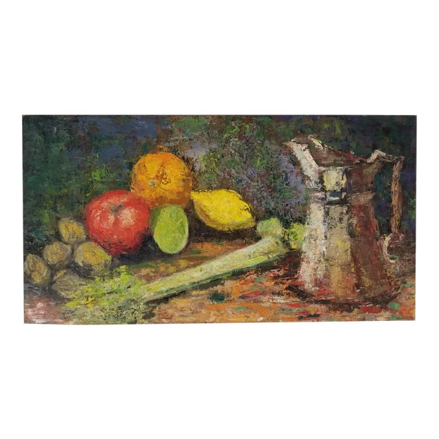 Vintage Tania Priest Still Life With Fruit Oil on Canvas Painting For Sale