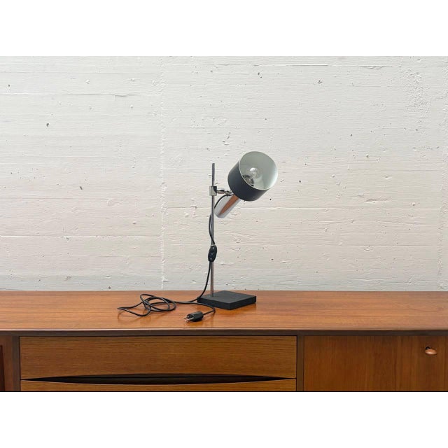 Mid-Century Modern Table Lamp with Chrome-Plated Frame and Stone Base, 1970s For Sale - Image 3 of 16