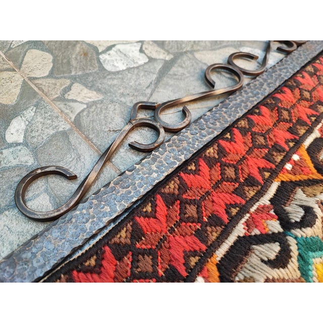 Metal Vintage Tapestry Kilim in Wool, 1970s For Sale - Image 7 of 8