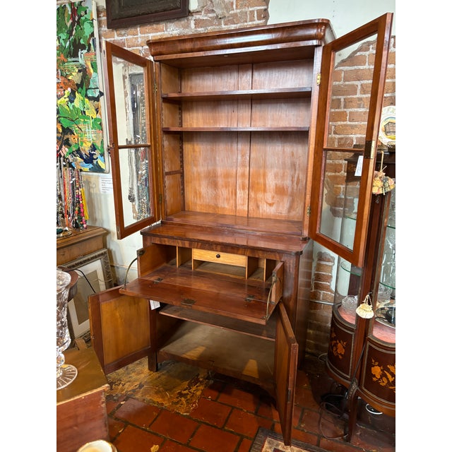 Early 20th Century Victorian Secretary With Glass Front Cabinet For Sale - Image 5 of 12