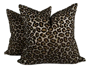 Designer Leopard Cut Velvet Pillow Covers 22x22 - a Pair