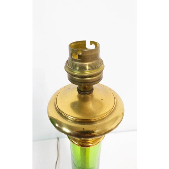 Empire Style Glass and Brass Column Table Lamp, France, Set of 2 For Sale - Image 13 of 14