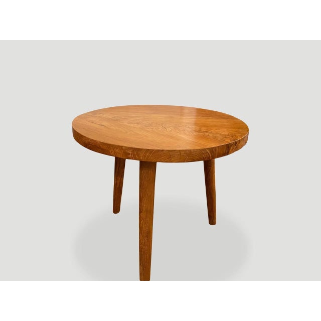 Andrianna Shamaris Mid Century Style Teak Wood Side Table For Sale - Image 4 of 6