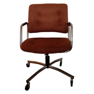 Vintage Orange Tweed Steelcase Office Chair For Sale
