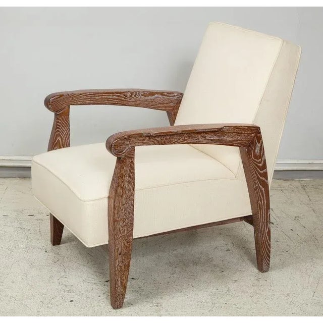 Not Yet Made - Made To Order Bespoke Cerused Oak Lounge Chairs in the French 40s Manner - a Pair For Sale - Image 5 of 11