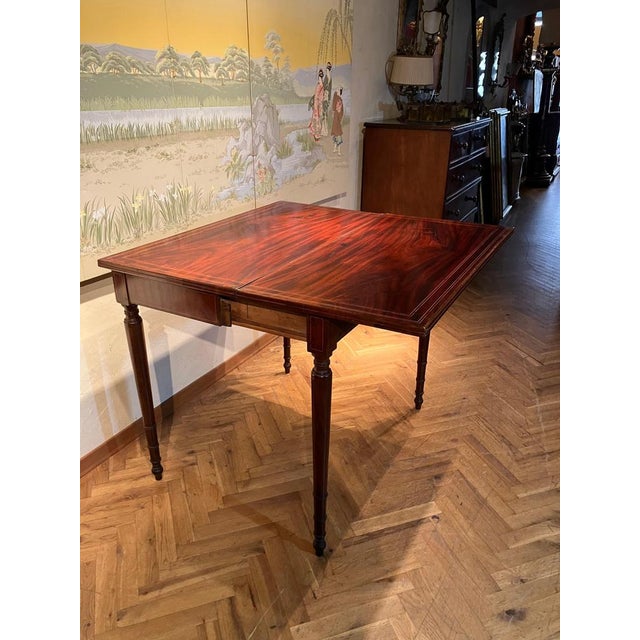 18th Century Italian Mahogany & Maple Inlaid Consoles or Folding Game Tables, Set of 2 For Sale - Image 5 of 18