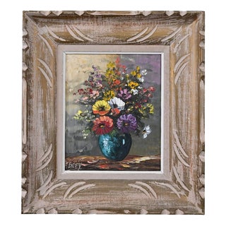 Reney, Floral Harmony, 20th Century, Oil on Canvas For Sale