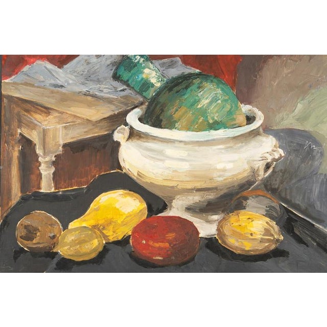 Modern Still Life Composition, 20th Century, Oil Painting on Cardboard For Sale - Image 3 of 7