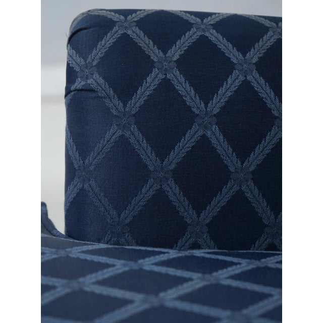 Broyhill Roll Arm Blue Upholstered Wing Chair For Sale - Image 12 of 18