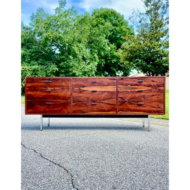 Founders Furniture Company Mid 20th Century Modern Rosewood Lowboy Dresser or Credenza | in the Style of Founders For Sale - Image 4 of 12