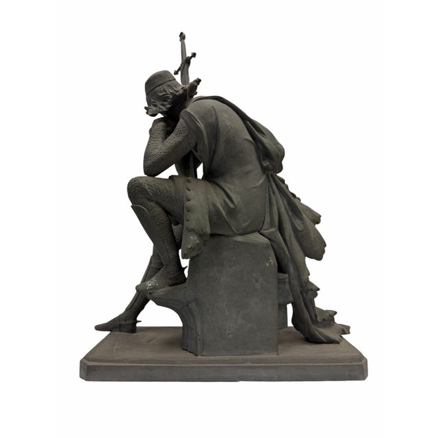 Antique French Patinated Spelter "Le Cid" Sculpture by Eugène Laurent For Sale In West Palm - Image 6 of 9