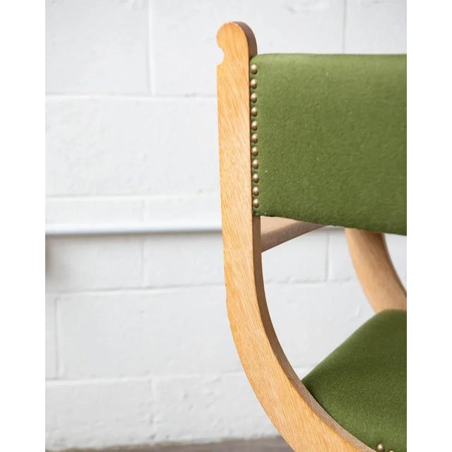Green 1960s Danish Modern Oak Kurul Chair Attributed to Henning Kjaernulf For Sale - Image 8 of 12