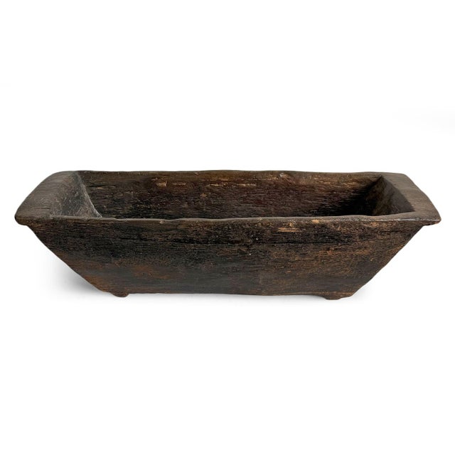Mid 20th Century Vintage Old India Wood Trough Bowl For Sale - Image 5 of 6