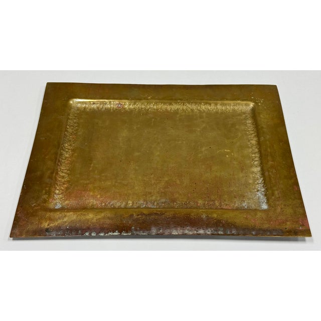 Mid 20th Century Vintage Rectangular Hammered Brass Tray For Sale - Image 5 of 10
