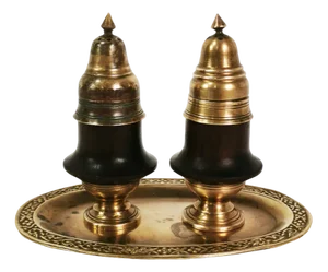 Vintage Danish Spice Set in Brass and Rosewood, 1950s, Set of 3