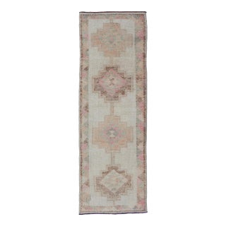 Vintage Turkish Tulu Runner With Soft Pastel & Geometric Patterns 2'10 X 9'6 For Sale